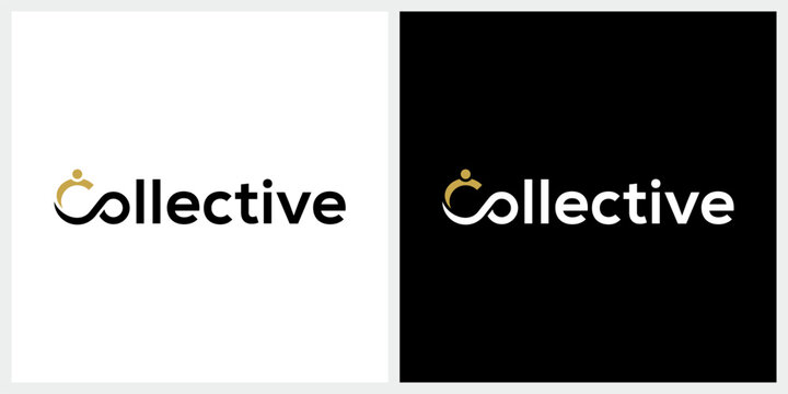 Typography text collective logo design inspiration