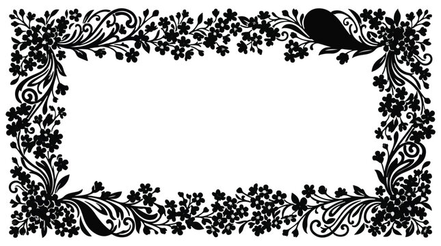 Cad tree lines Vintage black baroque ornamental frame with floral elements, elegant decorative border for wedding invitation and brochure design, classic vintage style vector vactor