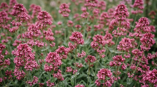 A beautiful field of vibrant pink and red flowers blooming in a lush green garden during the spring season