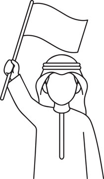Arab man holding a flag in traditional clothing uae national day
