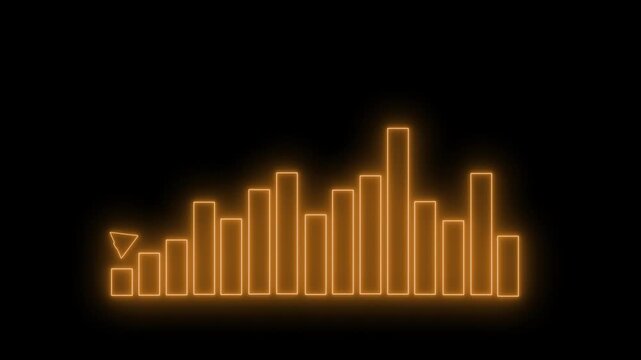 Glowing neon Financial Performance Bar Chart Animation with Positive Growth Trend