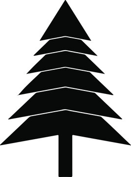 Cad tree lines Geometric pine tree, flat silhouette on white background, modern minimalist vector graphic element vactor