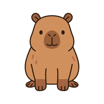 Cute cartoon capybara sitting vector illustration isolated on white background