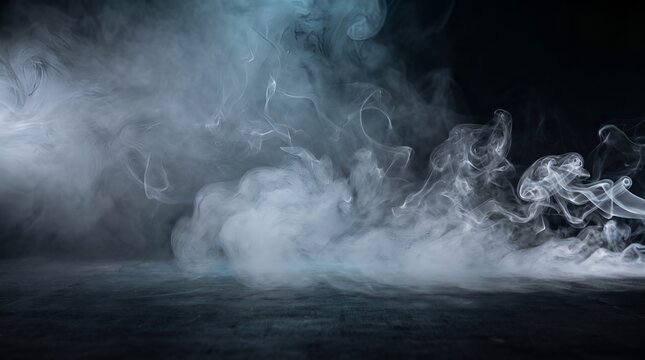 Dense smoke clouds floating in dark space