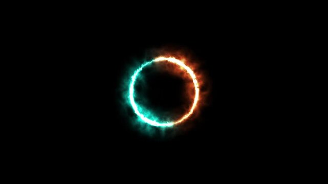 Glowing fire number circle of light animation on black background.
