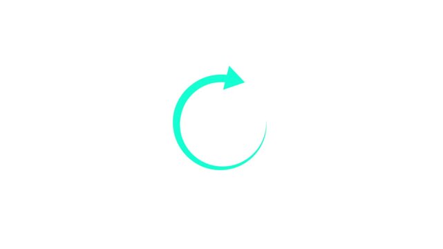 Circle arrow refresh and reload icon animation with loading progress on white background.