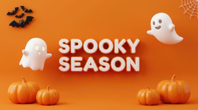 Spooky season ghost and jack o lantern illustration