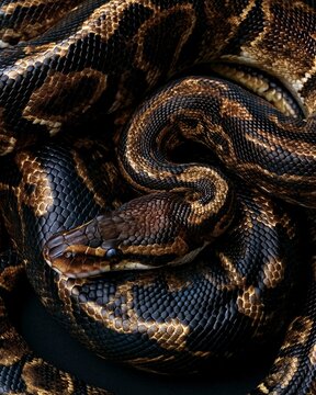 Royal python curled