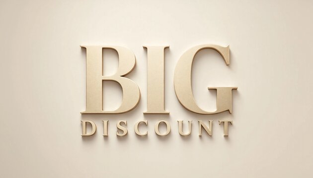 Big discount text typography sign on a plain light background with sale sign promotional text shopping message retail text business banner commercial offer discount promotion shopping