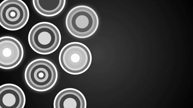 Dark gradient background with clustered concentric circles modern abstract geometric pattern suitable for backgrounds and design animation