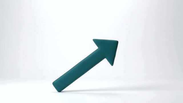 3D teal arrow pointing diagonally upward on white background
