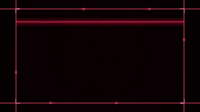 Abstract digital interface frame with glowing red laser lines and corner markers on a black background