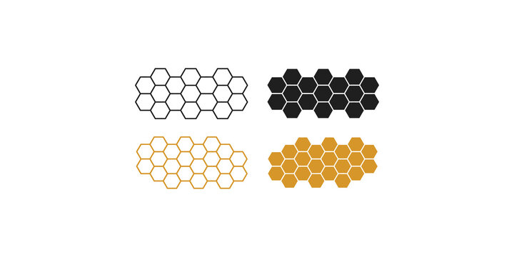 honeycomb pattern set of black and orange hexagons vector illustration.