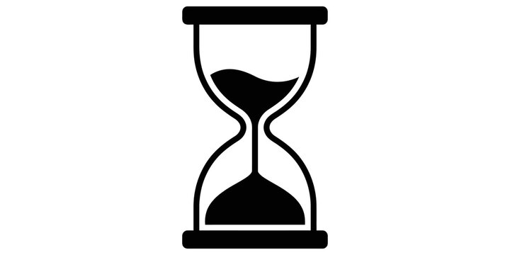 Black hourglass icon representing time passing and measurement for concepts of urgency or duration.