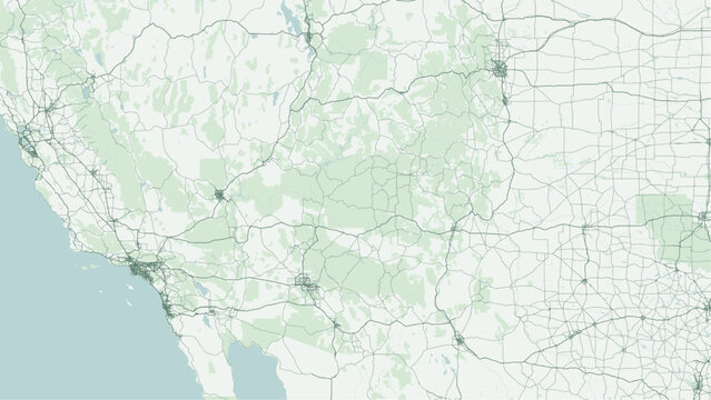 Modern minimalist vector map of the Colorado River, USA. Scalable river corridor from the Rocky Mountains to Gulf of California, Grand Canyon, Lake Mead, and Hoover Dam for wall art posters design.