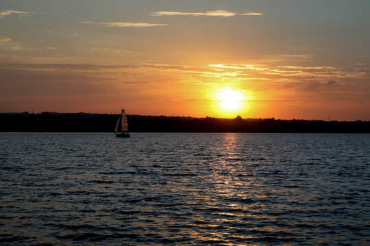 Sunset on Lake Paranoa, in Brasilia, Brazil