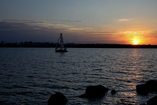 Sunset on Lake Paranoa, in Brasilia, Brazil