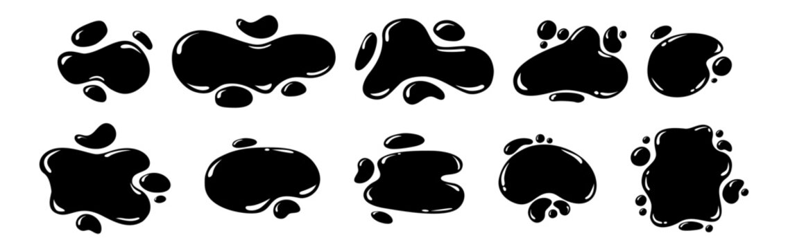 Frame puddle water Liquid watery graphic design elements collection, text backgrounds Soft milk stain, cartoon blotch