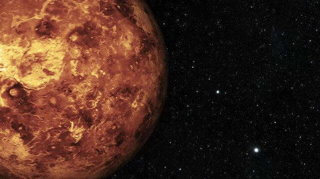 3D Makemake Planet Floating Through Cosmic Space with Realistic Surface Texture