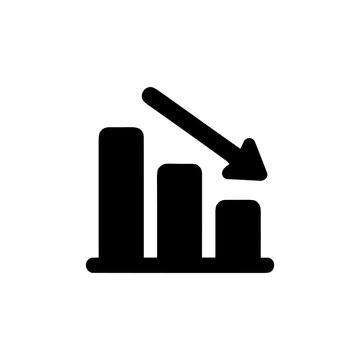 Declining Financial Bar Chart with Down Arrow Solid Icon