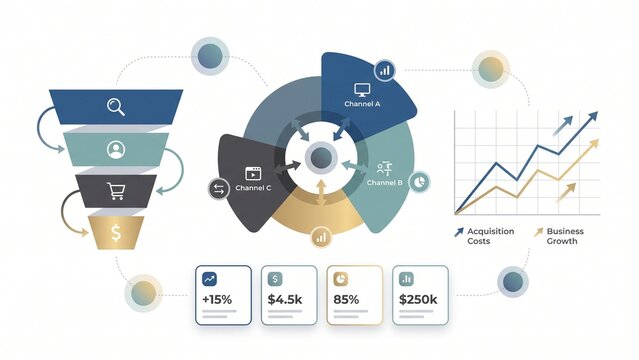 Marketing Campaign ROI and Customer Acquisition Analytics Dashboard Flat Vector