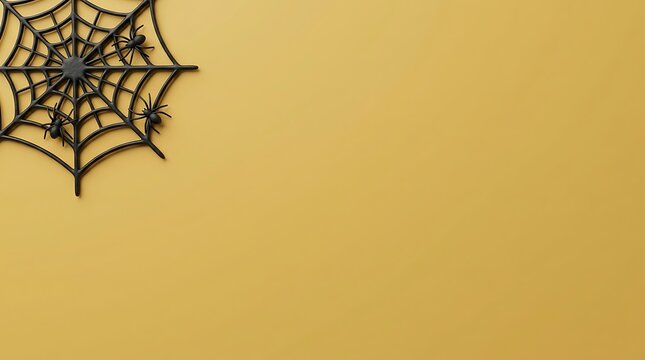 Spooky Halloween Spider Web Background with Copy Space