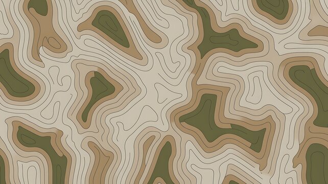 Abstract topographic map showing green hills and valleys