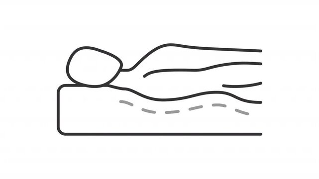 Animated back support outline icon. Side profile with spine animation. Premium orthopedic mattress tech. Sleep health science. Health awareness. Flat line motion graphic loop on transparent white
