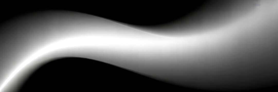 Abstract background, with a smooth, flowing wave of, bright white light, glowing against a, dark black background.