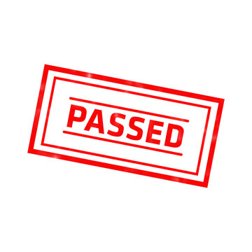 Red rectangular rubber stamp with the word passed in bold capital letters, isolated on a white background, for document verification use isolated on a transparent background