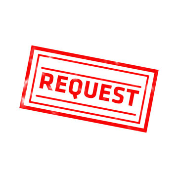 Red rectangular rubber stamp with the word request in bold capital letters, isolated on a white background, for document processing tasks isolated on a transparent background