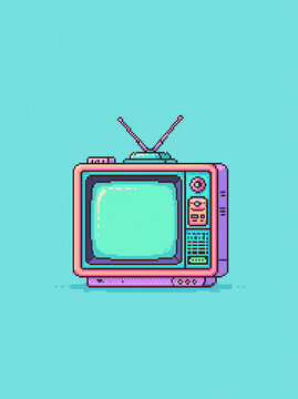 pixel art of a tv, vintage video game illustration of a television, vintage tv, retro tv