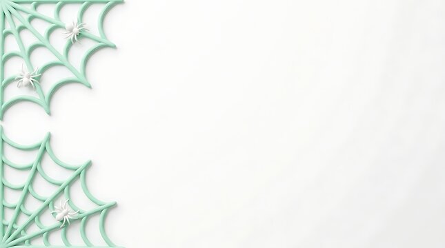 Pastel Mint Halloween Spider Web Corner Background