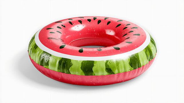 Inflatable watermelon pool float isolated on transparent background