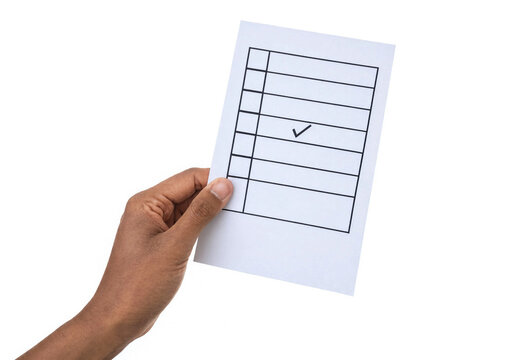 Hand holding a blank checklist with a checkmark on paper  