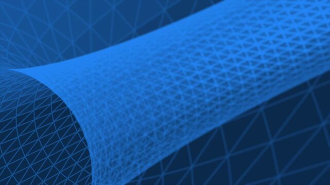 Animated royal blue color lines and dots mesh pattern flying through 3d tunnel modern design loop able geometrical background