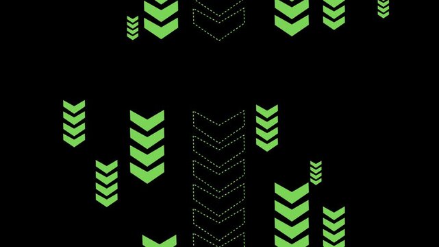 Background with repeating chevron arrow patterns solid and dotted outlines animation