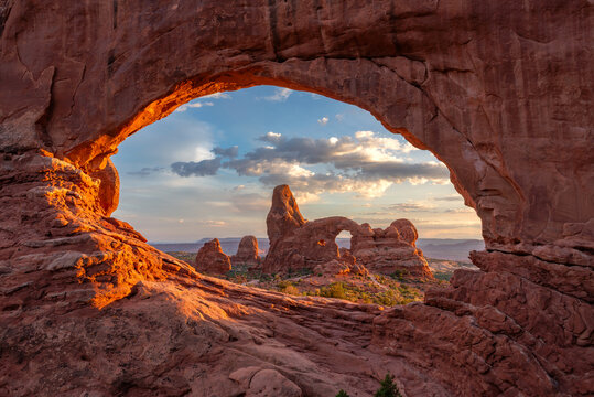 turret arch sunset view through the north window