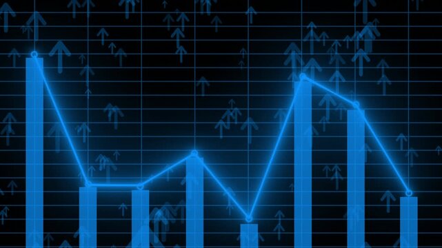 Animated Futuristic moving Candle stick chart digital abstract business background. Big data and business growth currency stock and investment background