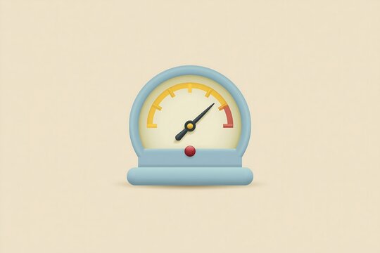 Barometer icon (weather pressure gauge), flat vector, solid light beige background