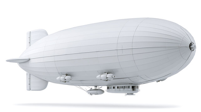 White zeppelin airship is isolated on a transparent background