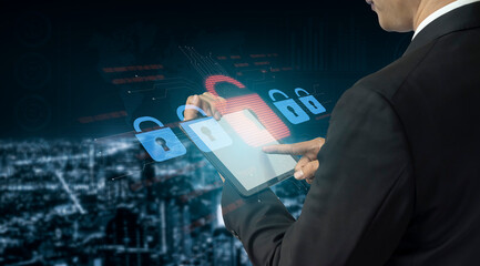 Digital security concept illustrating a cybersecurity breach, with a red unlocked padlock indicating data exposure among secure systems, emphasizing system vulnerability and risk Vouch © InfiniteFlow