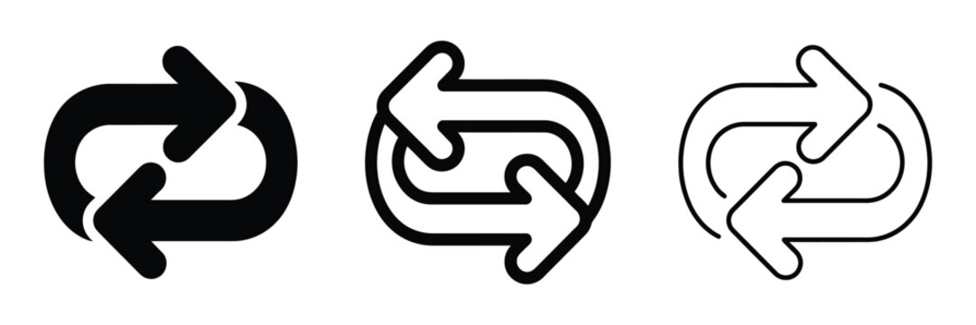 Transfer arrows icon silhouette vector outline and line art