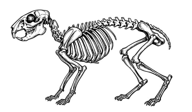 Vintage Rabbit Skeleton Natural History Vector Illustration