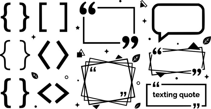 Set of Text brackets. Bracket icon. Quote box frame. Texting quote and brackets boxes. Quotation. Creative vector banner illustration.