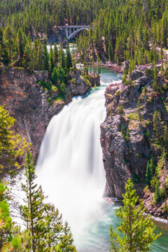 Upper Yellowstone Falls on the Yellowstone River in Yellowstone National Park. Wyoming