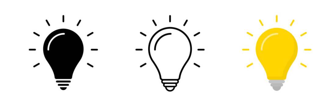 Light Bulb Outline Icon Isolated on Transparent Background. Idea and Innovation Symbol. Vector Illustration