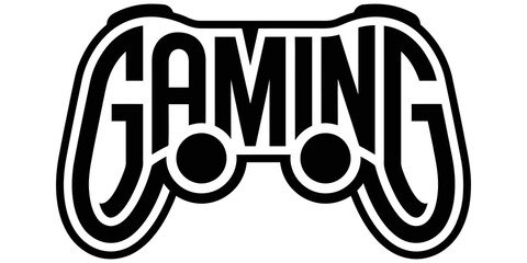 Retro gaming controller silhouette with integrated typography text. © Touqeer