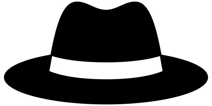Classic black fedora hat with light band elegant design for icons.