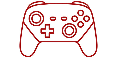 Red game controller outline icon for modern gaming and esports app. © Touqeer